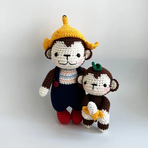 Symsad Crochet - My Chubby Pet - Monkey&baby Monkey Toy Set Of 2