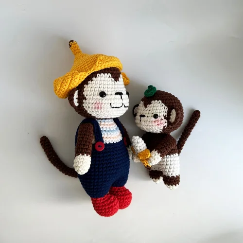 Symsad Crochet - My Chubby Pet - Monkey&baby Monkey Toy Set Of 2