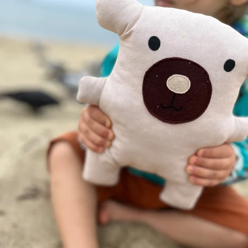 Moose Store Baby & Kids - Organik Pamuk Poplin Kumaş Hello Bear Bebek Uyku Arkadaşı Oyuncak