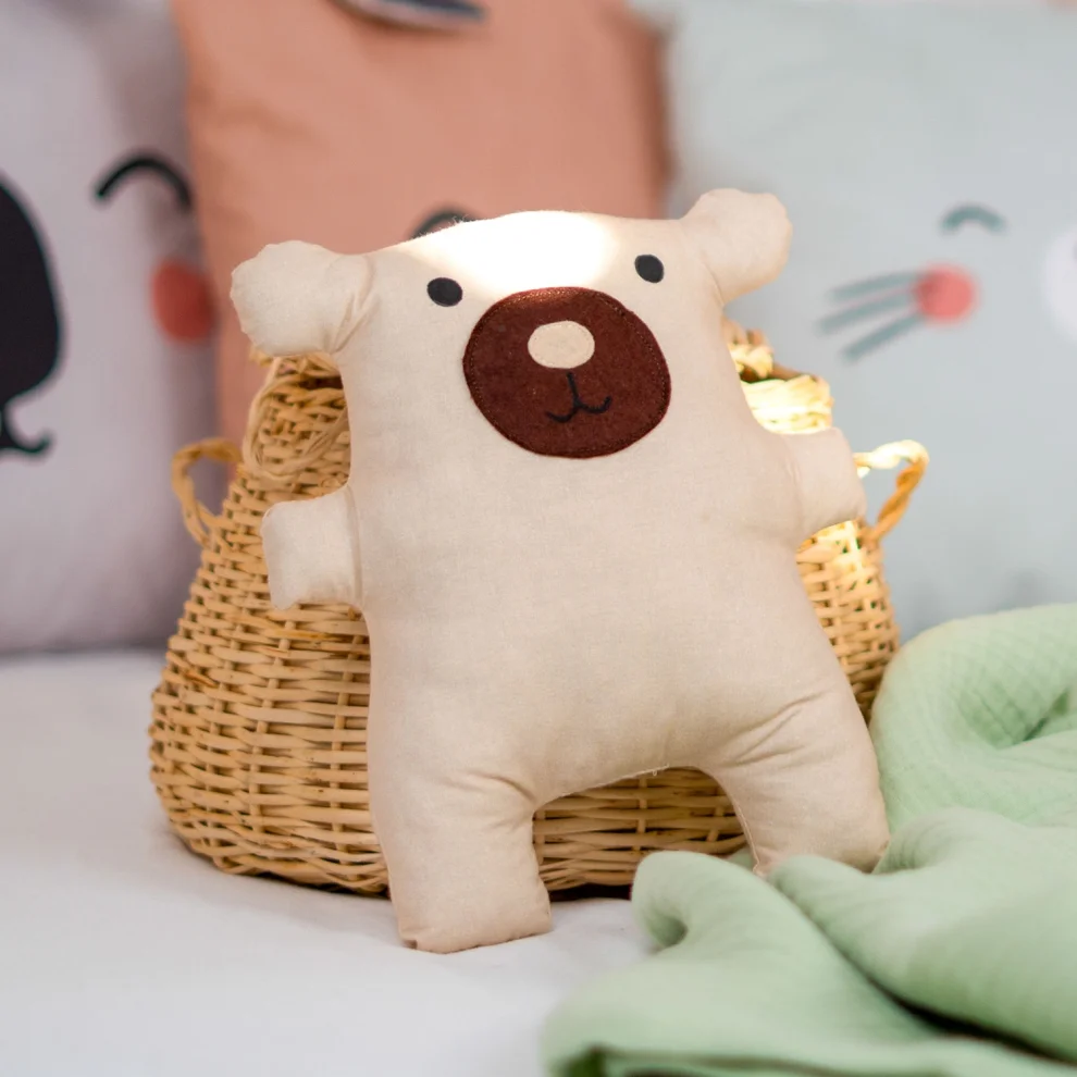 Moose Store Baby & Kids - Organic Cotton Poplin Fabric Hello Bear Baby Sleeping Companion Toy
