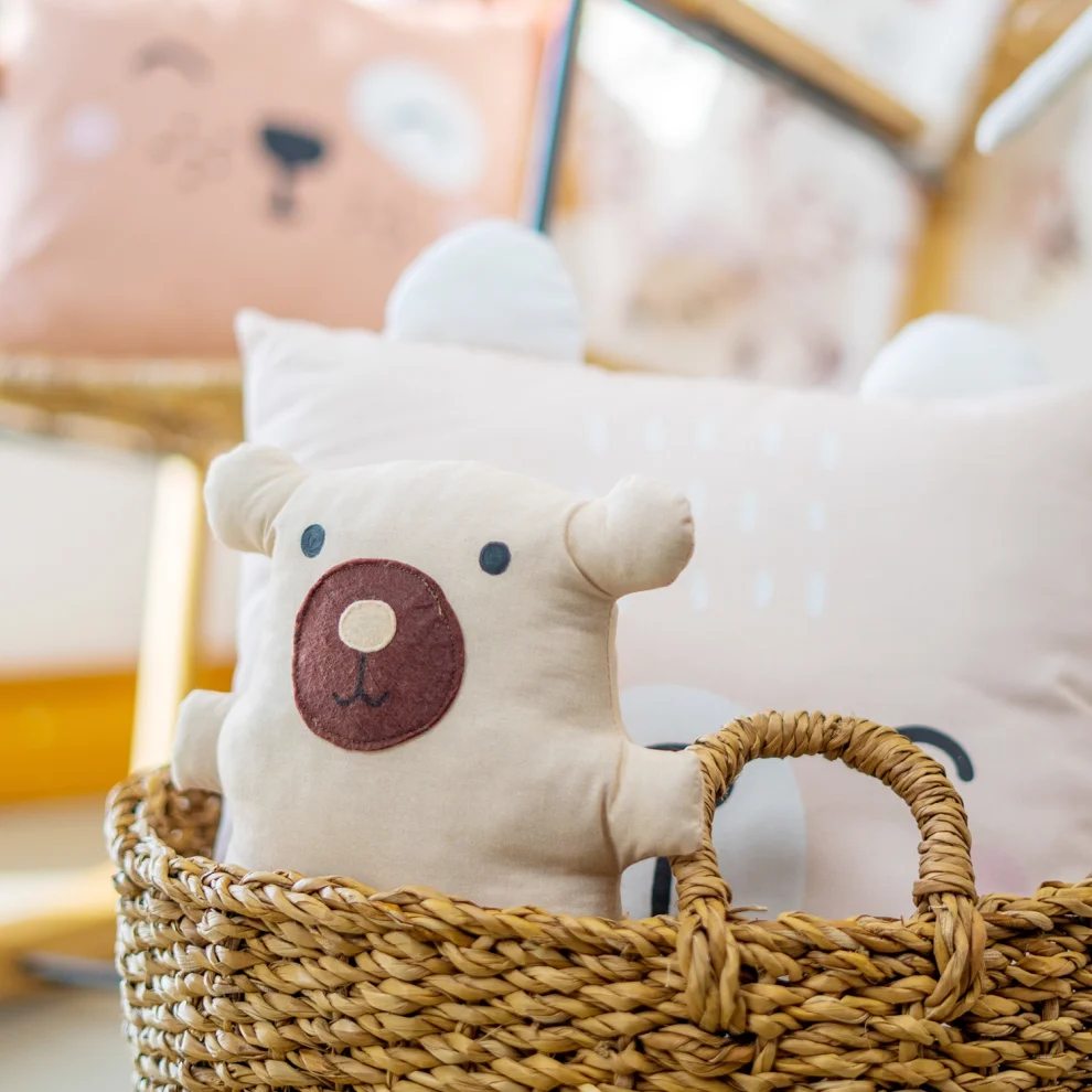 Moose Store Baby & Kids - Organik Pamuk Poplin Kumaş Hello Bear Bebek Uyku Arkadaşı Oyuncak
