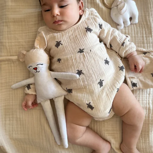 Moose Store Baby & Kids - Organik Pamuk Poplin Kumaş Bony Rabbit Bebek Uyku Arkadaşı Oyuncak
