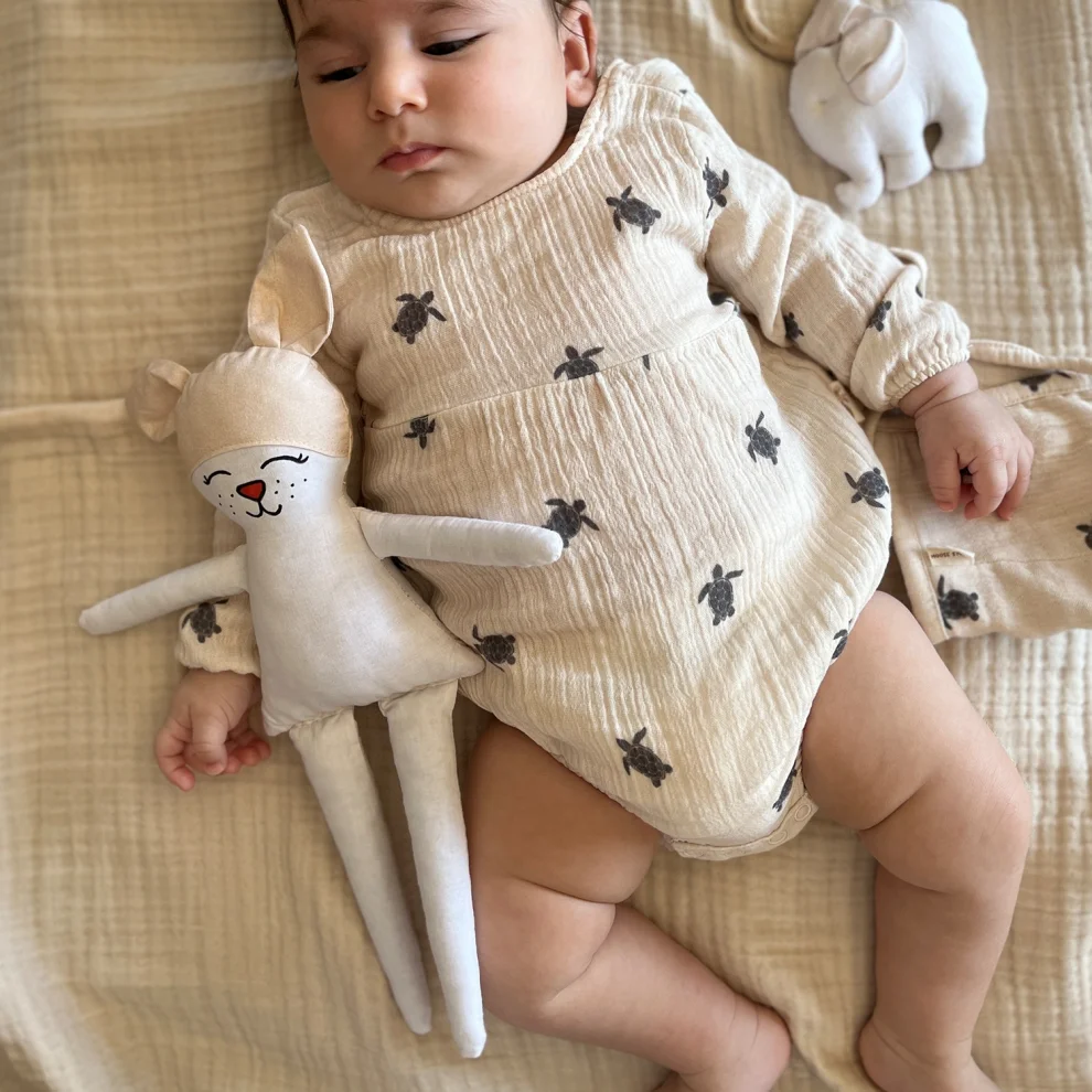 Moose Store Baby & Kids - Organic Cotton Poplin Fabric Bony Rabbit Baby Sleeping Companion Toy