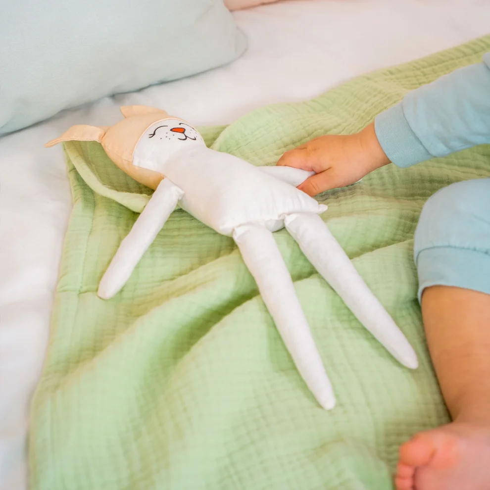 Moose Store Baby & Kids - Organic Cotton Poplin Fabric Bony Rabbit Baby Sleeping Companion Toy