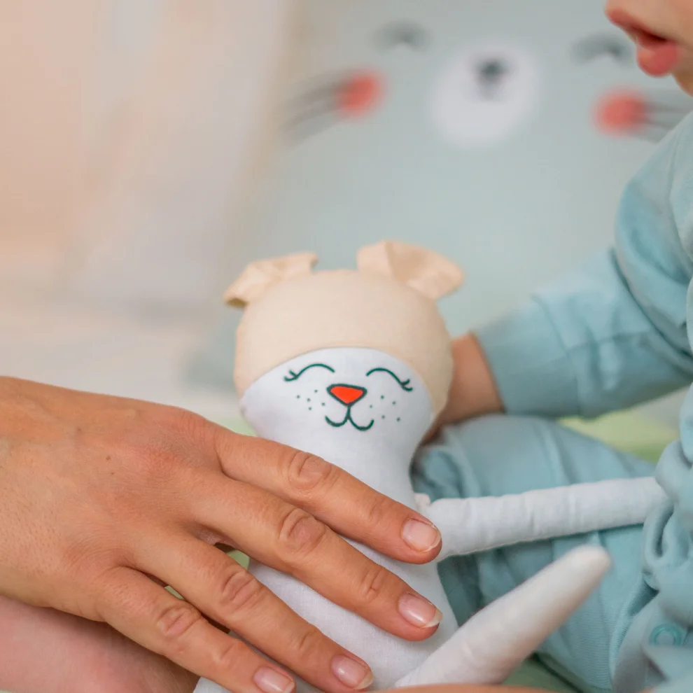 Moose Store Baby & Kids - Organik Pamuk Poplin Kumaş Bony Rabbit Bebek Uyku Arkadaşı Oyuncak