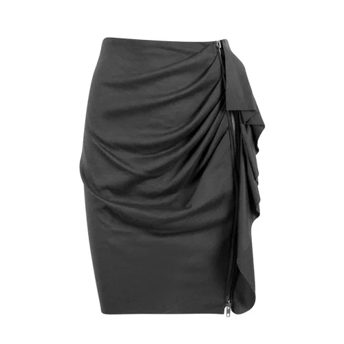 Rivus - Microli Draped Mini Skirt With Zipper Detail