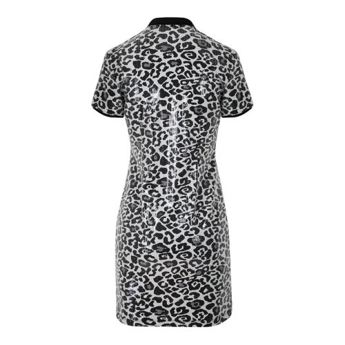 Rivus - Kostik Sequined Leopard Print Polo Mini Dress