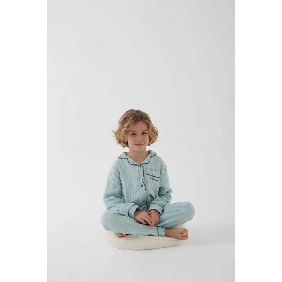 Let's Be Friends - Organic Muslin Fabric Pyjamas Set