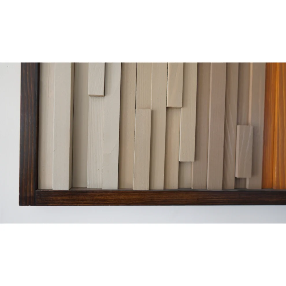 Arbe Design Studio - Hazelnut World Handmade, 3d Modern Wood Stick Wall Art  50x100 cm