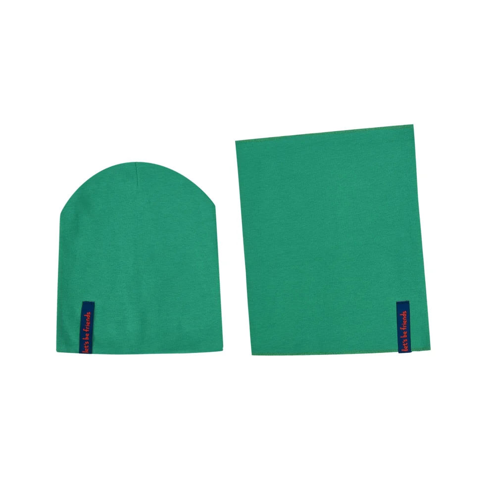 Let's Be Friends - Double-sided Standard Size Hat And Neck Warmer