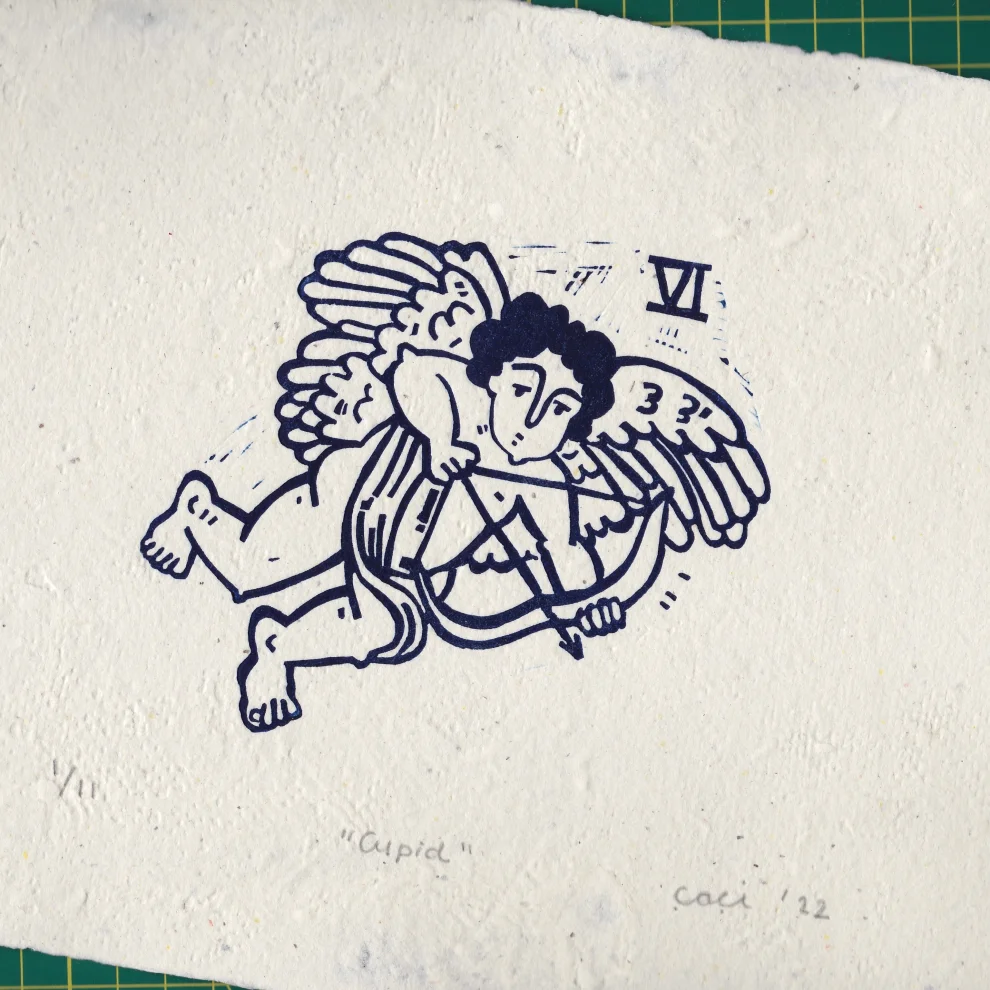 Çaçiçakaduz - Cupid Linoleum Print
