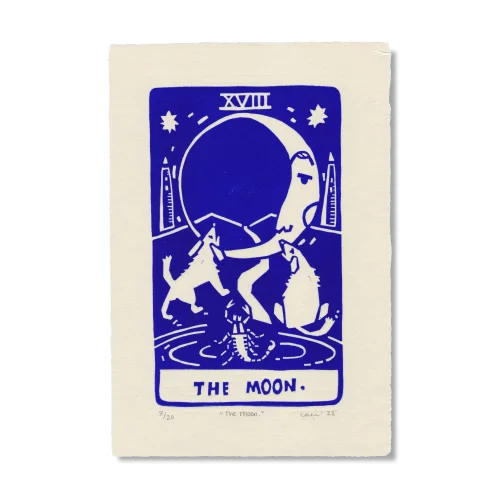 Çaçiçakaduz - The Moon Linol Baskı