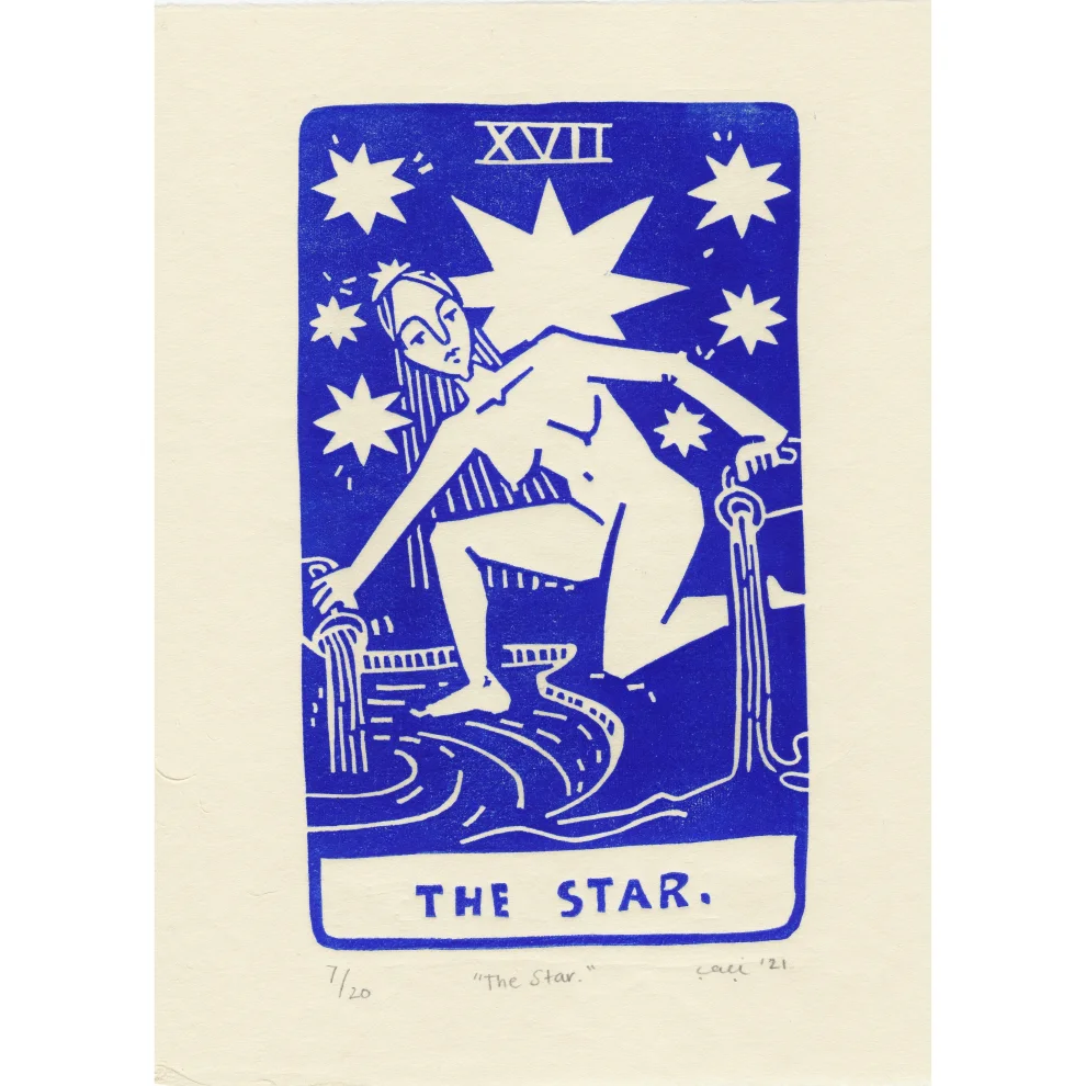 Çaçiçakaduz - The Star Linol Baskı