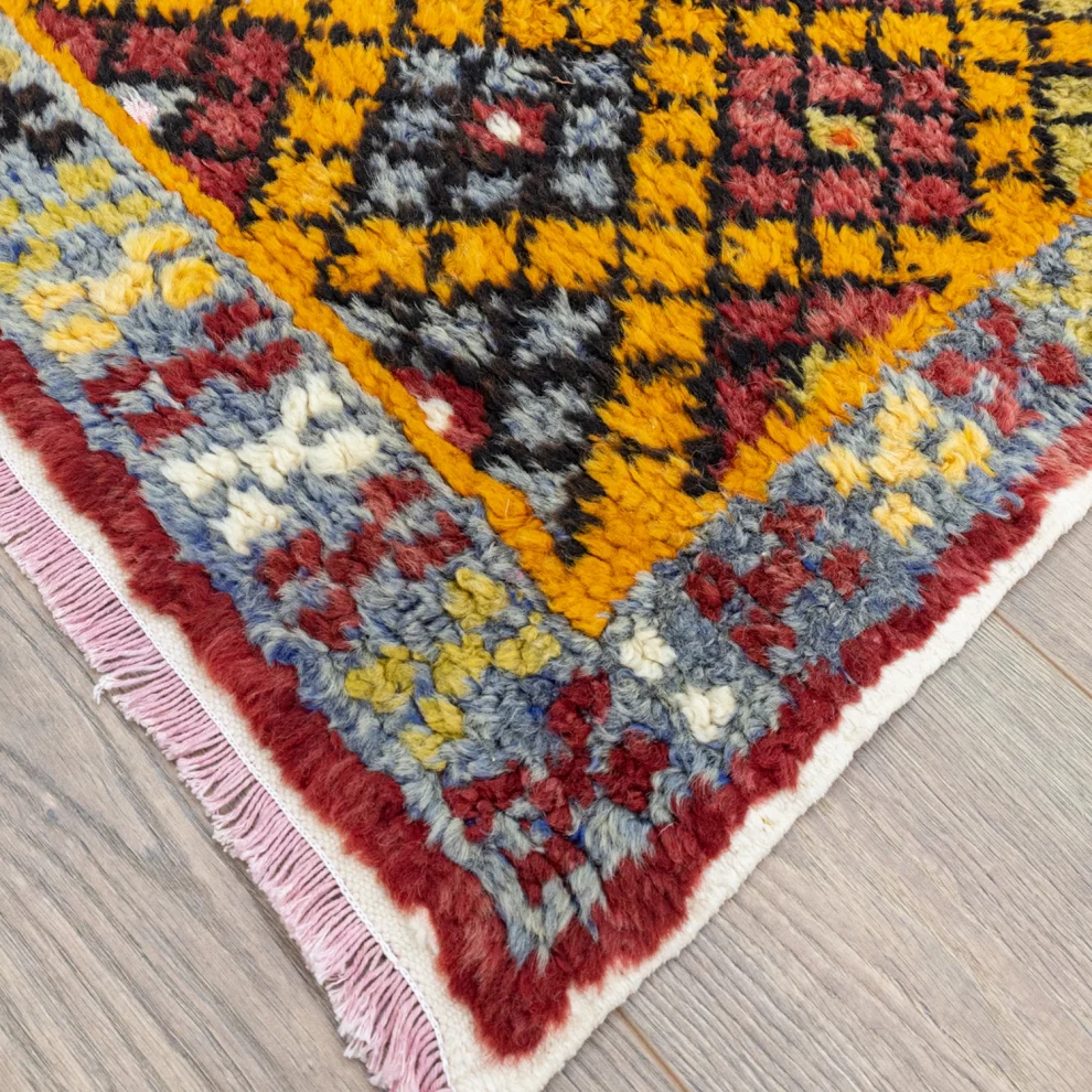 Soho Antiq - Color Geometric Patterned Wool Carpet 100x189cm