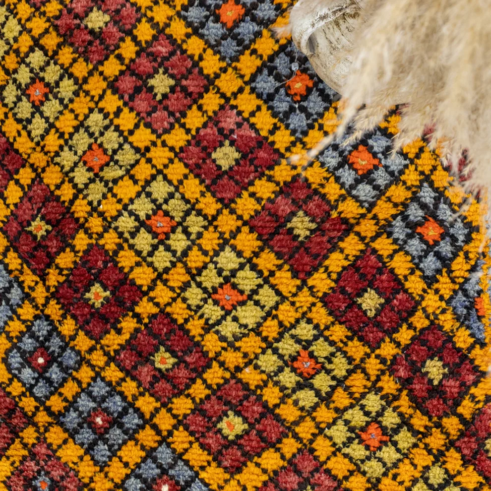 Soho Antiq - Color Geometric Patterned Wool Carpet 100x189cm