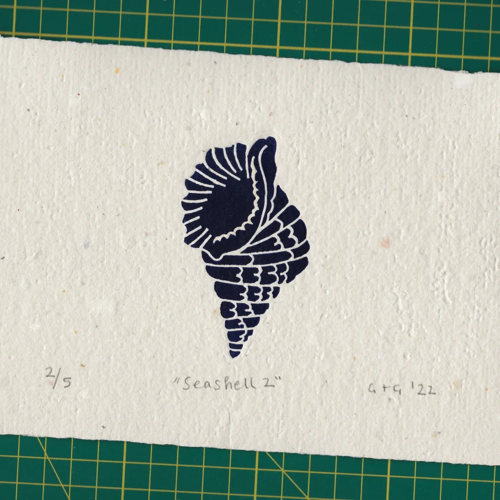 Çaçiçakaduz - Seashell 2 Limba Ahşap Framed Lino Print