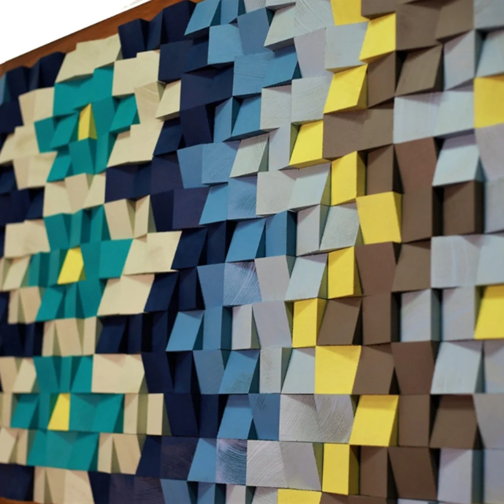 Arbe Design Studio - Blau Lemon | 3d Handmade Wood Wall Art