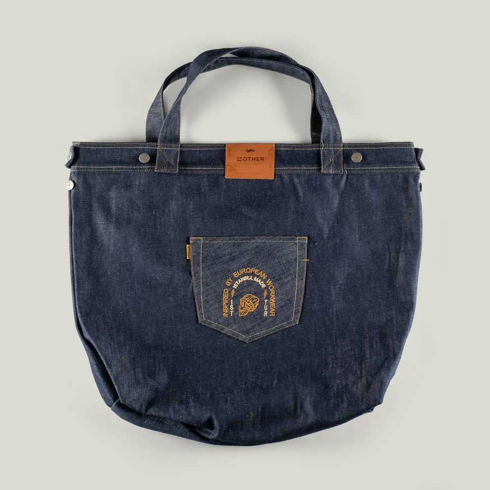 AnOther Goods - No:1 Another Cepli 60x47cm İndigo Selvedge Denim Tote Bag