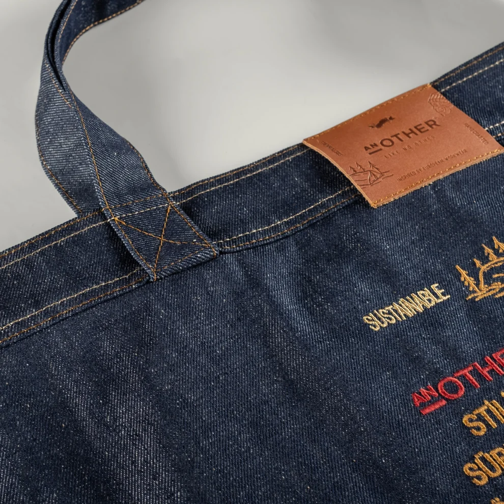 AnOther Goods - No:1 Another Cepli 60x47cm İndigo Selvedge Denim Tote Bag