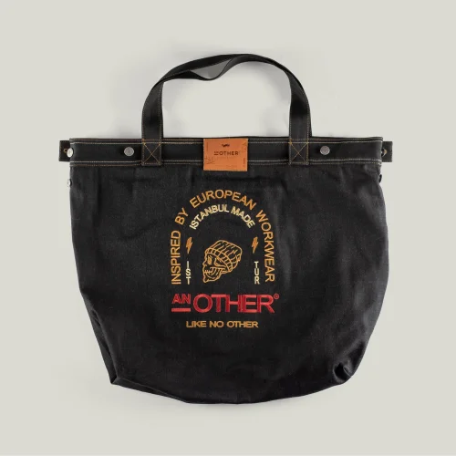 AnOther Goods - No:2 Another Tipografi 60x47cm İndigo Selvedge Denim Tote Bag