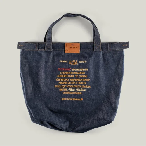 AnOther Goods - No:2 Another Tipografi 60x47cm İndigo Selvedge Denim Tote Bag