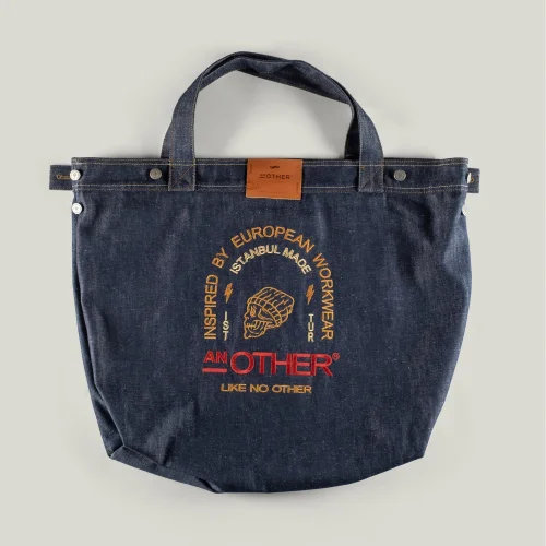 AnOther Goods - No:2 Another Tipografi 60x47cm Black&black Selvedge Denim Tote Bag