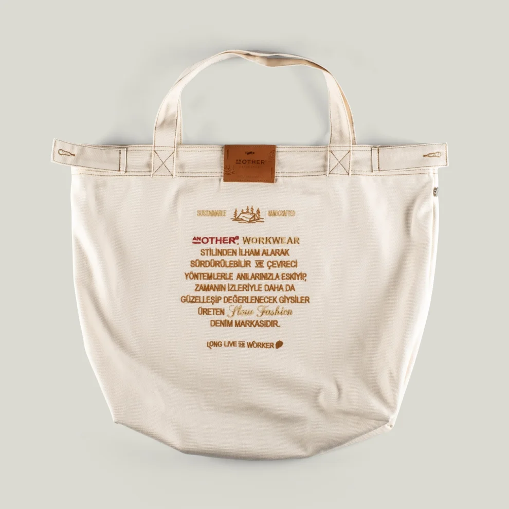 AnOther Goods - No:2 Another Tipografi 60x47cm Ham Gabardin Tote Bag