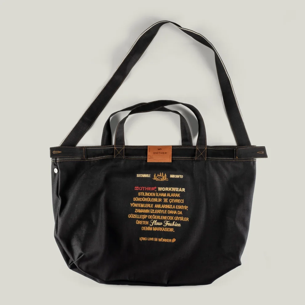 AnOther Goods - No:3 Another Cepli 72x40cm Black&black Selvedge Denim Tote Bag