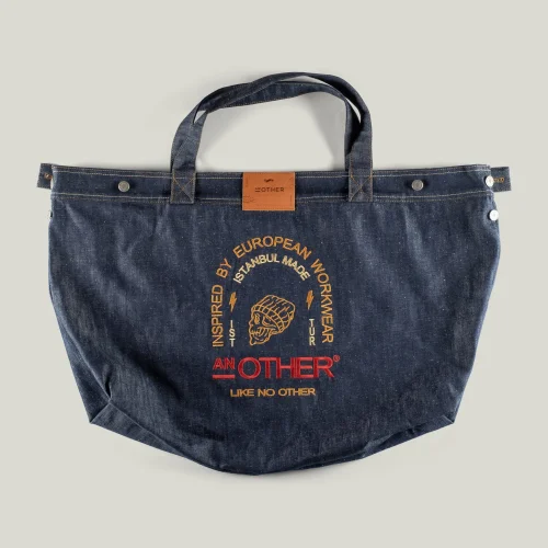 AnOther Goods - No:4 Another Tipografi 72x40cm İndigo Selvedge Denim Tote Bag