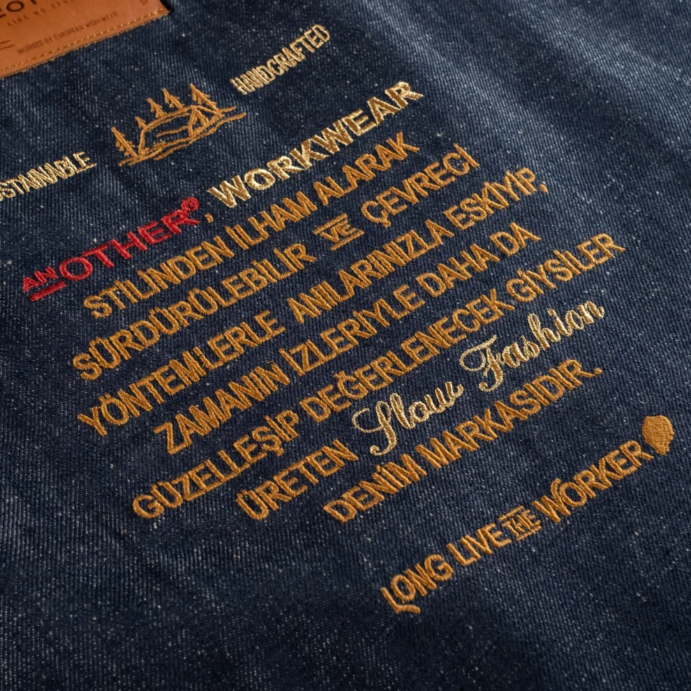 AnOther Goods - No:4 Another Tipografi 72x40cm İndigo Selvedge Denim Tote Bag