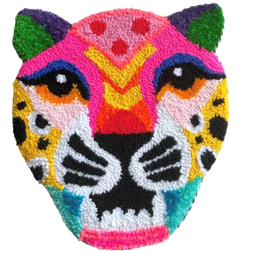Granny's Hoop - Colorful Tiger Figure Punch Embroidery Wall Decor