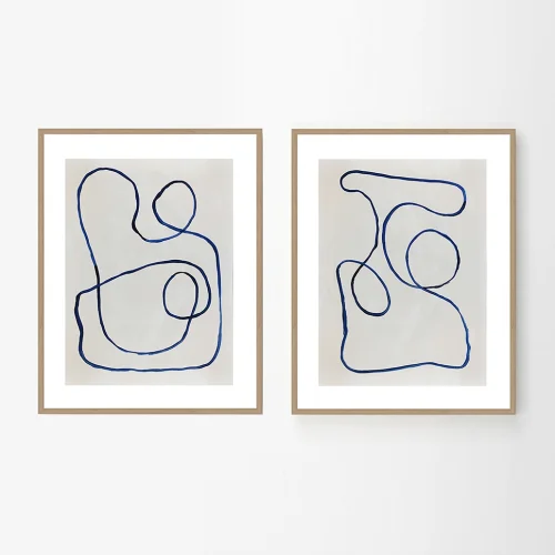 Kle Studio - Blues Set Of 2 Acrylic Paintings On Paper