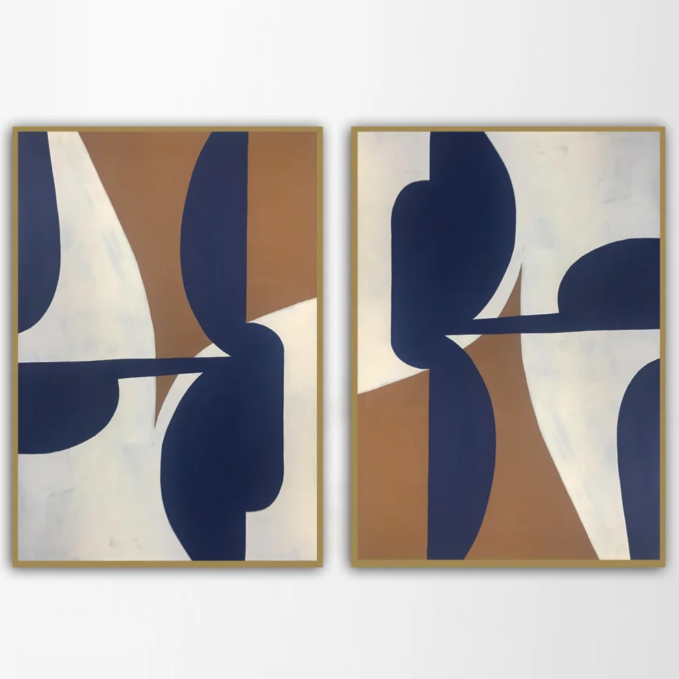 Kle Studio - Bold Navy Set Of 2 Acrylic Paintings