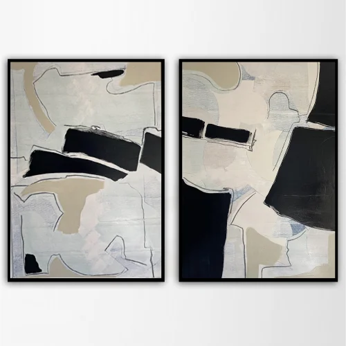 Kle Studio - Mono Blocks Set Of 2 Acrylic Painting