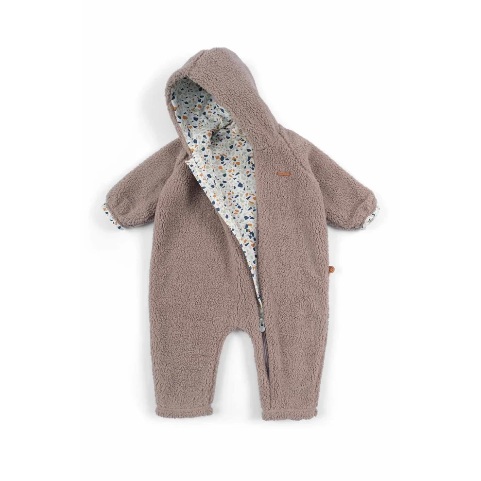 Little Gusto - Hooded Wellsoft Jumpsuit Baby Brown