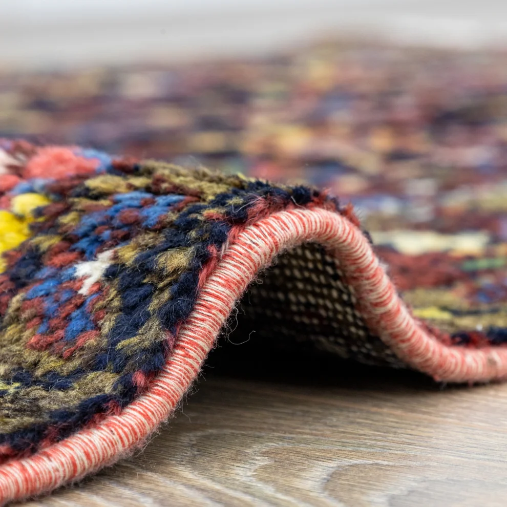 Soho Antiq - Floal Pattern Hand Wrıtıng Wool Carpet 100x313cm