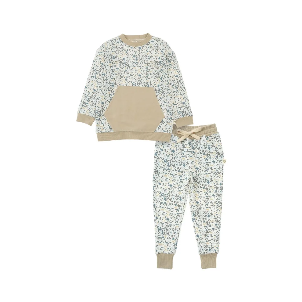 Little Gusto - Organic Cotton Sweatsuit Terrazzo Blue 9-12m