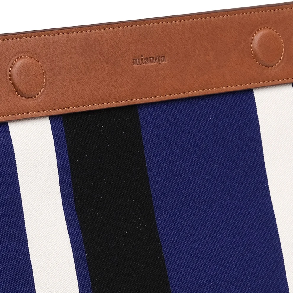 Mianqa - Vegan Apple Leather & Fabric Clutch Navy Blue
