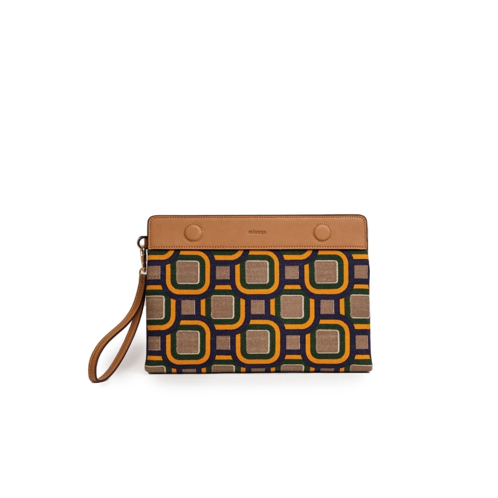 Mianqa - Vegan Apple Leather & Fabric Clutch Mixed Colors