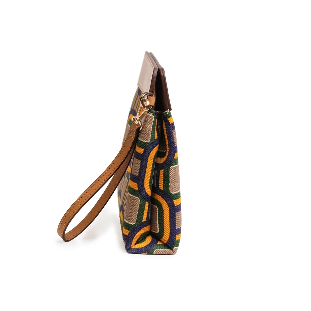 Mianqa - Vegan Apple Leather & Fabric Clutch Mixed Colors