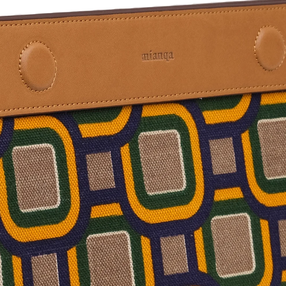 Mianqa - Vegan Apple Leather & Fabric Clutch Mixed Colors