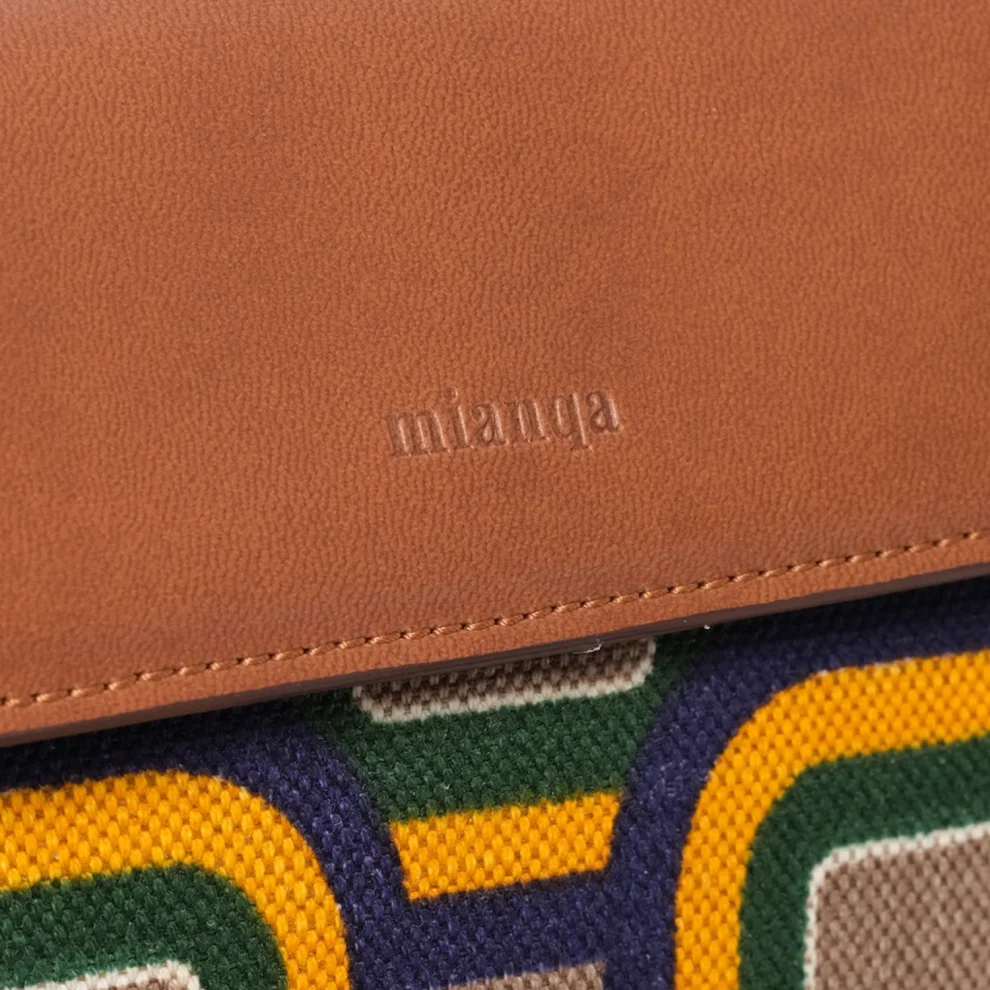 Mianqa - Vegan Apple Leather & Fabric Moon Shoulder & Crossbody Bag Mixed Colors