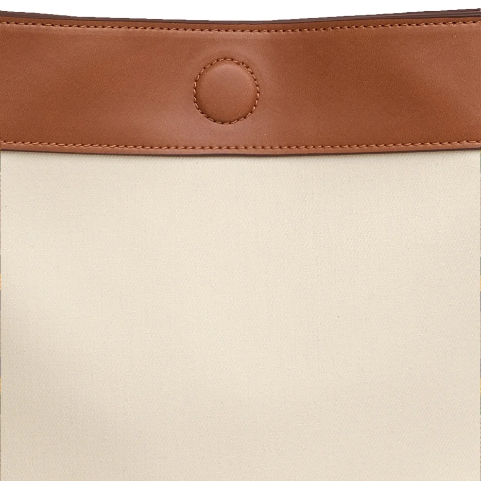 Mianqa - Vegan Apple Leather & Fabric Buket Shoulder & Crossbody White