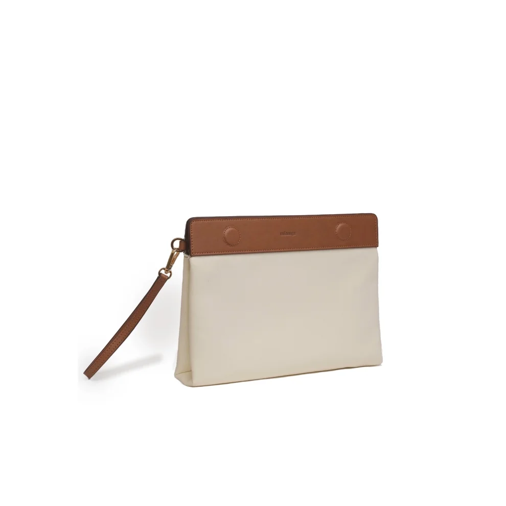 Mianqa - Vegan Apple Leather & Fabric Clutch White