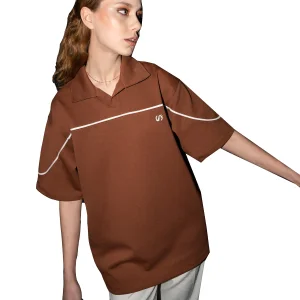 Oversized Polo Yaka Nakışlı T-shirt