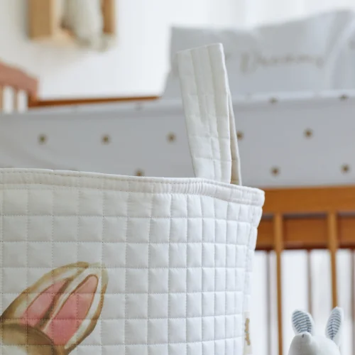 Arba Baby - Toy And Laundry Basket- Flowes And Rabbit Pattern