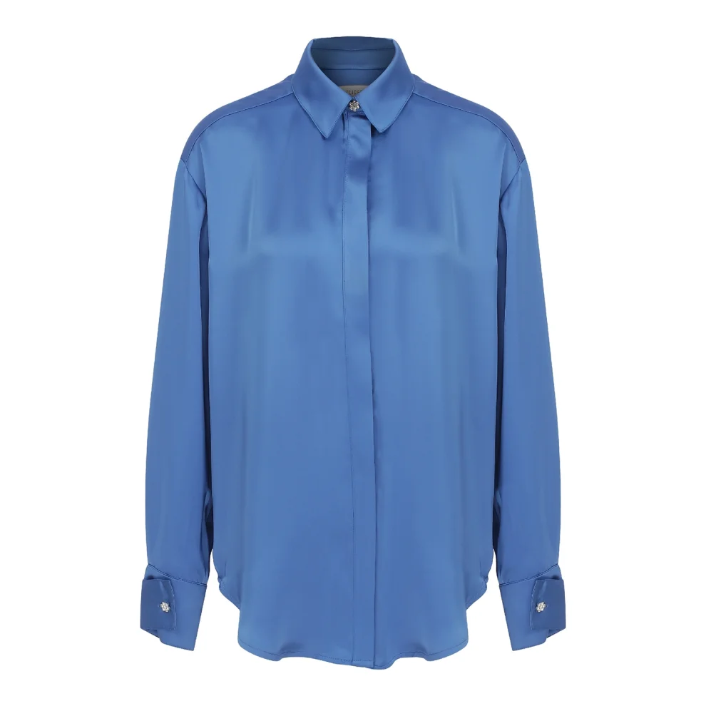 Nazlı Ceren - Ravenna Satin Shirt In French Blue