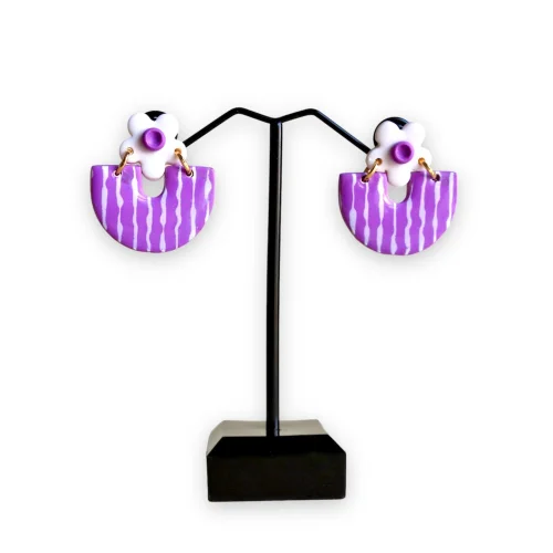 Daisy Lazy Creations - Purple Striped Daisy Earring