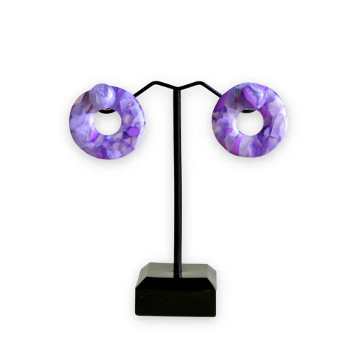 Daisy Lazy Creations - Purple Transparent Round Earring
