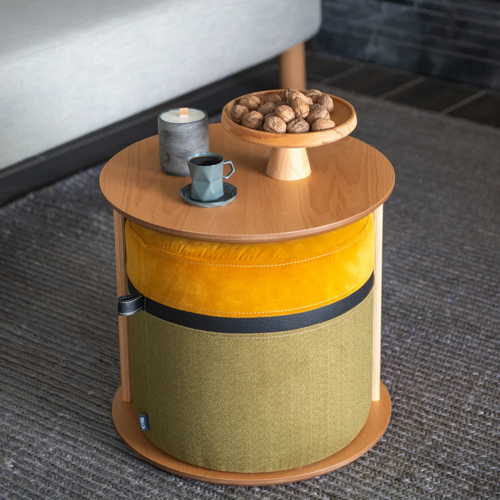 KYS Tasarım - Mono Kanguru Side Table + Pouf Set